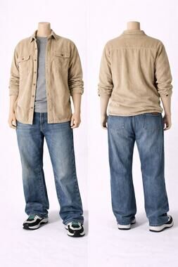 Scandia Woods Corduroy Shirt Jacket Fleece Lined Tan Vintage Workwear L mens